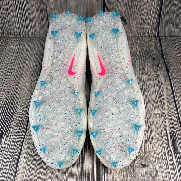 NIKE Alpha Huarache 8 Elite Lacrosse White/Pink/Laser Blue Mens sizes CW4440-116 - Picture 2 of 8